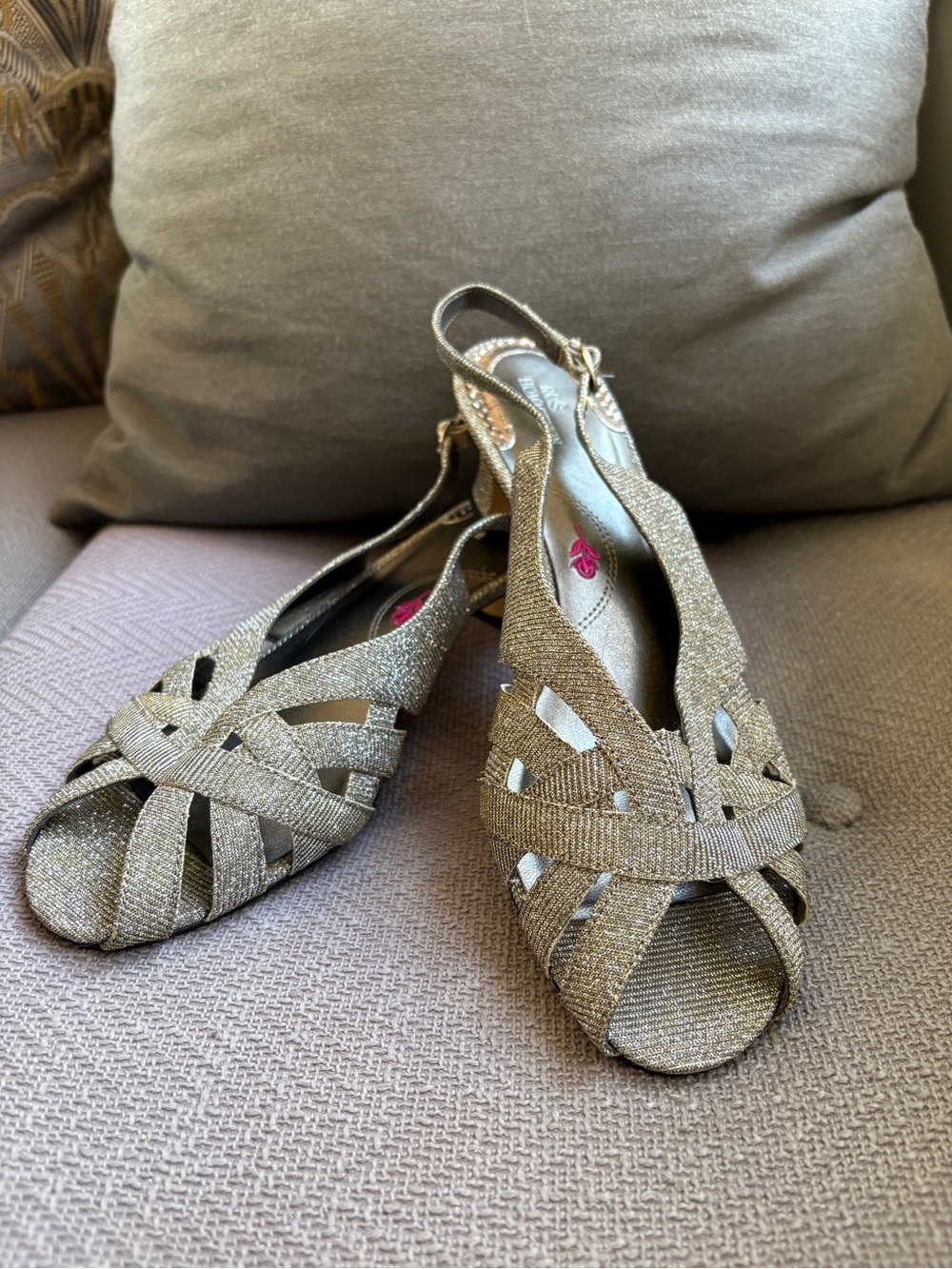 Ros Hommerson Pearl Silver Shimmer Slingback Heels